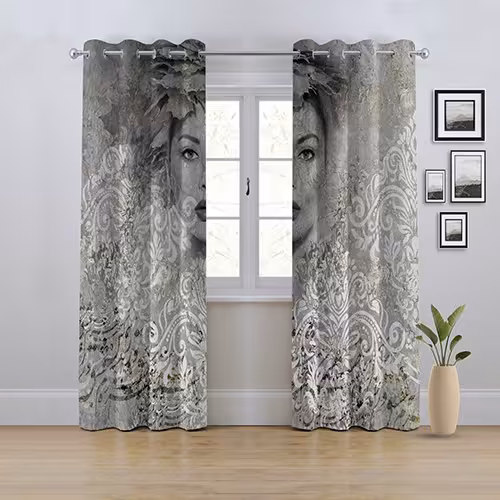 پرده پانچی مدل داماسک چهره ابعاد ارتفاع280در عرض145