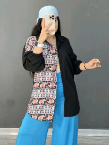 مانتو اسپرت زنانه پوپلین مدل طرح دار 223
