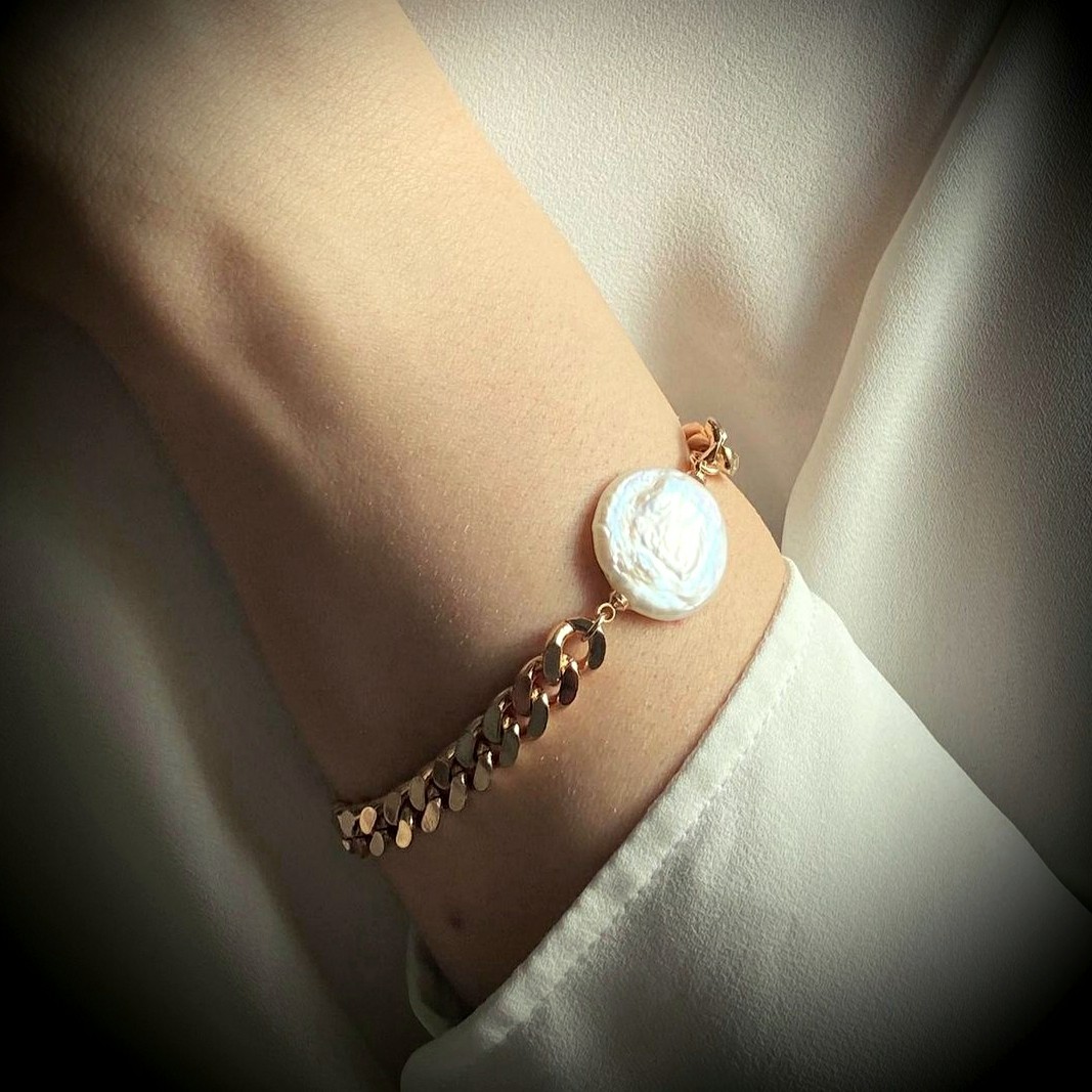  دستبندمروارید پرورشی و کارتیه-ارسال رایگان مهرک