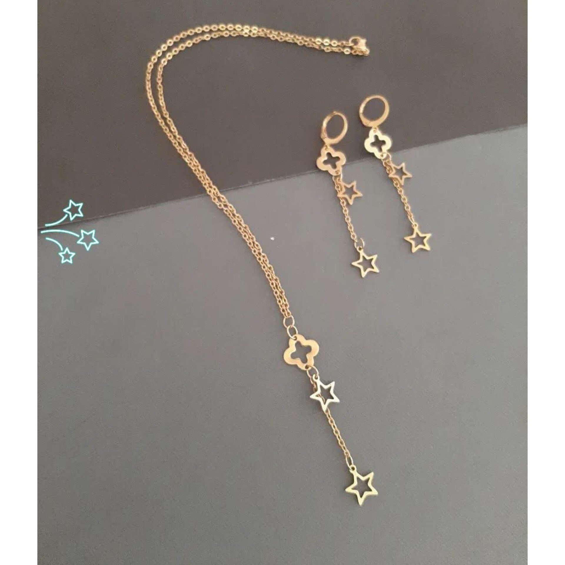 ست گردنبند و گوشواره جنس استیل رنگ ثابت ارسال رایگان با ضمانت 