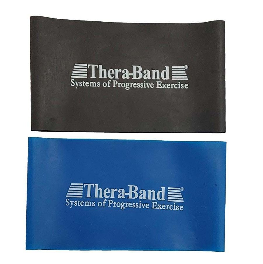 کش ورزشی بدنسازی  پیلاتس مینی لوپ تراباند mini loop Theraband عرض 15 سانتی بسته 2 عددی (رنگ مشکی و آبی پررنگ یا سرمه ای)