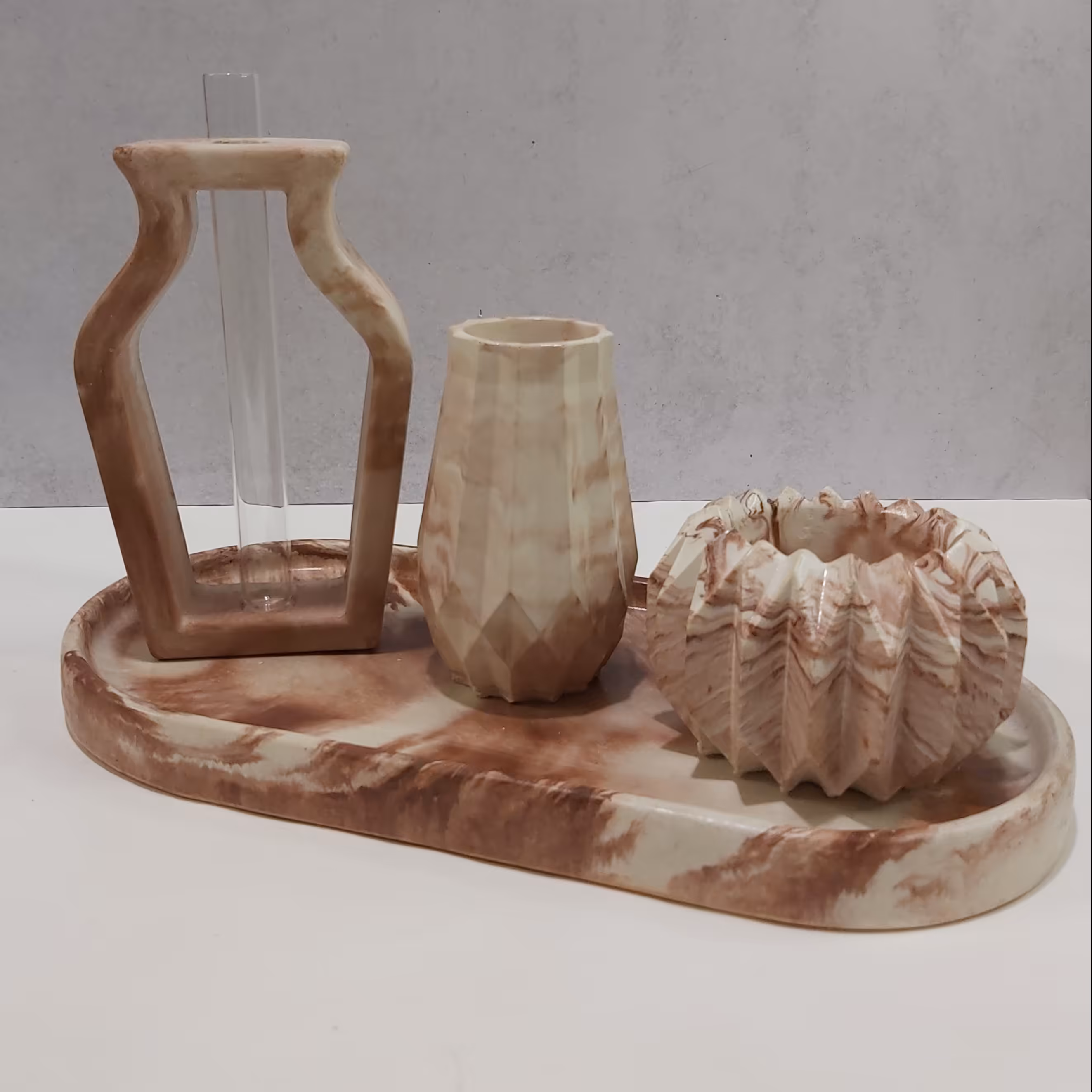 ست سنگ مصنوعی4 تکه رنگ ساده و ابروبادی