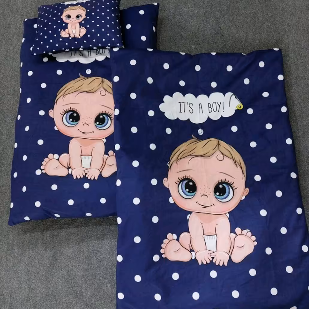 ست دمه دستی نوزاد شامل  تشک، بالشت و پتو جنس مخمل کالیفرنیا