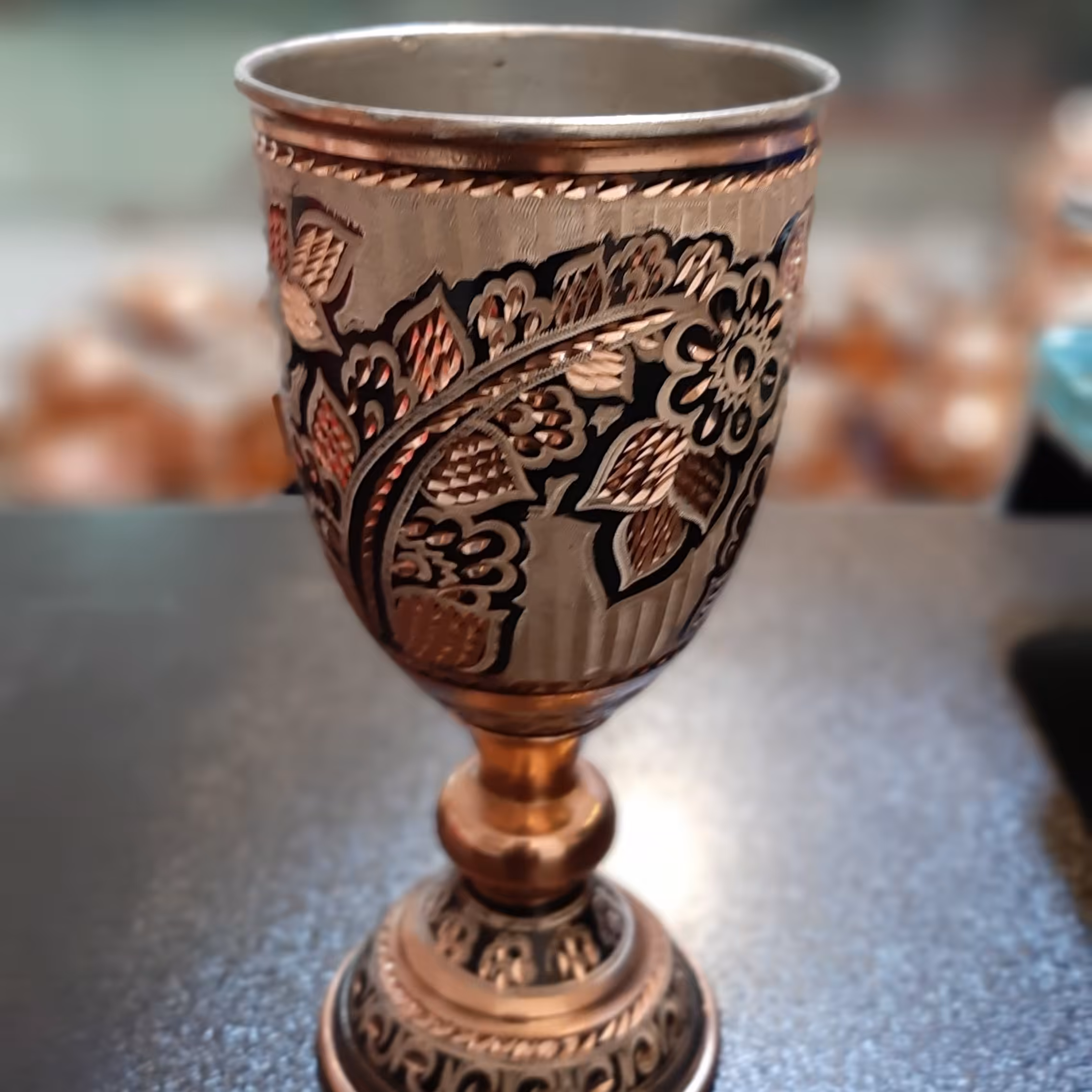 جام نقره کوب الماس تراش