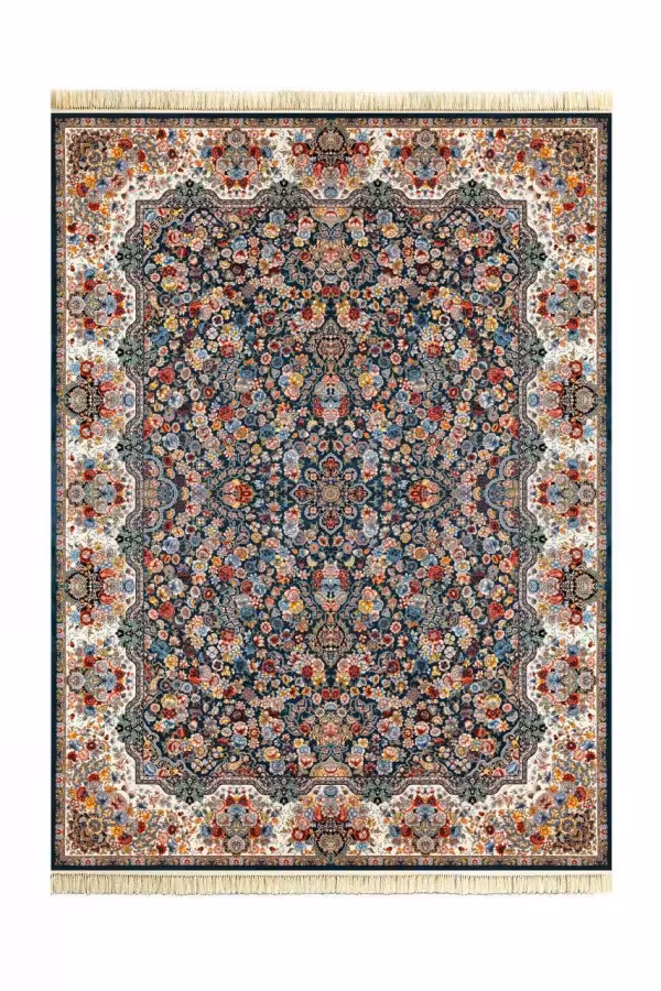 فرش نقشه رقص شکوفه ها رنگ کاربنی