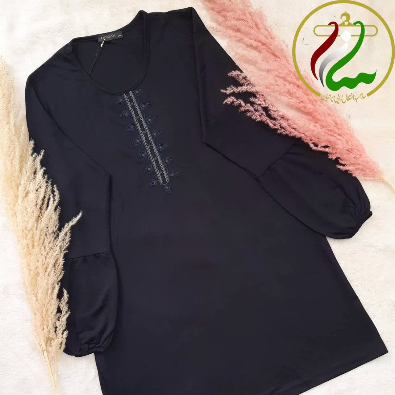 مانتو مشکی خنک یقه گلدوزی