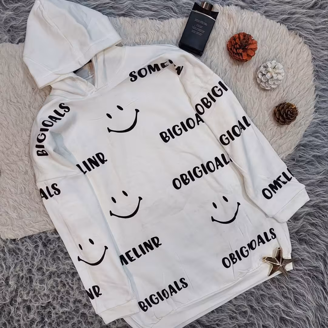  هودی زنانه طرح لبخند دورس سه نخ داخل کرکی فری سایز ( ارسال رایگان )
