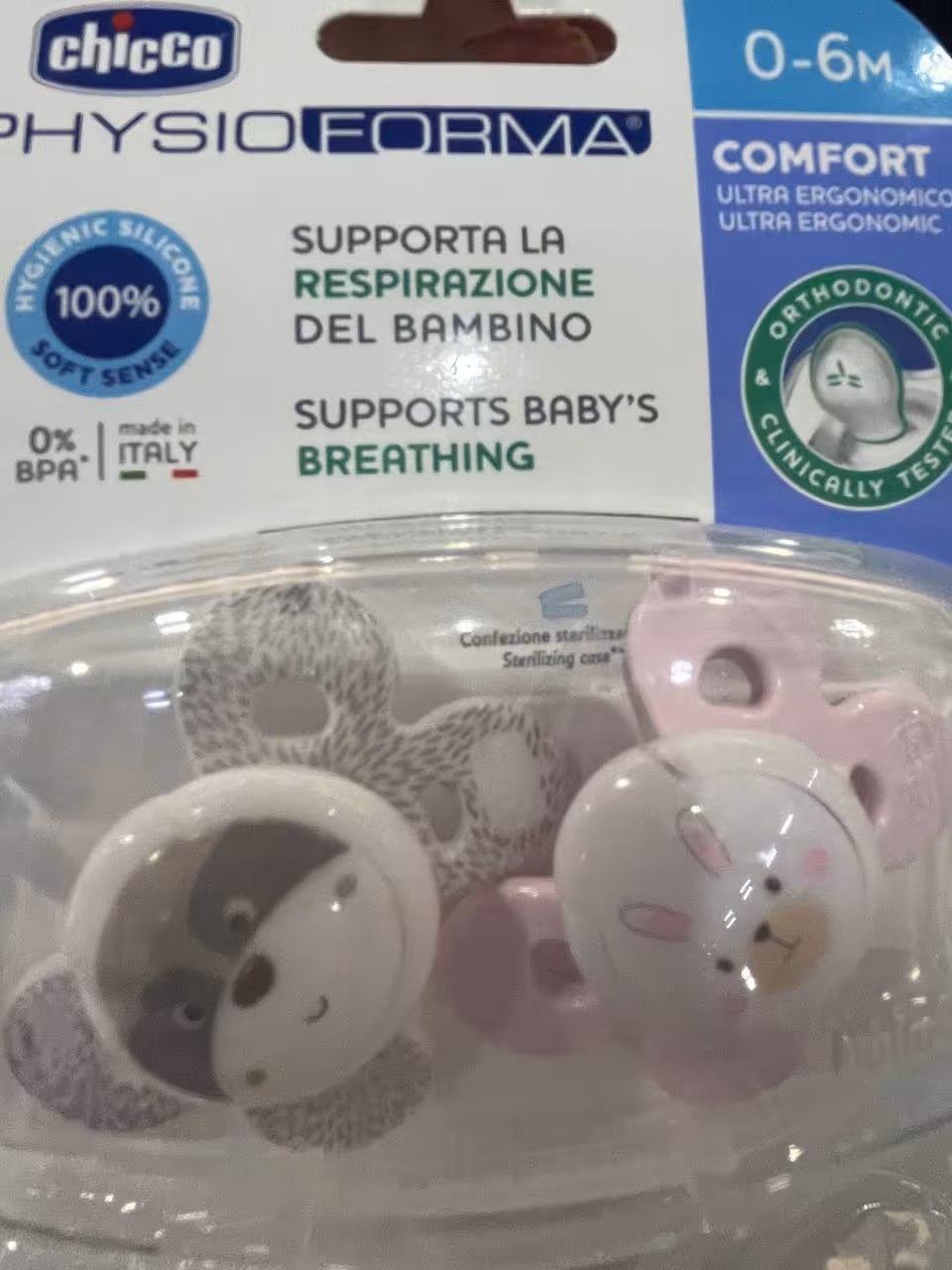 پستانک دو عددی کامفورت چیکو 0-6 ماه طرح خرس و خرگوش