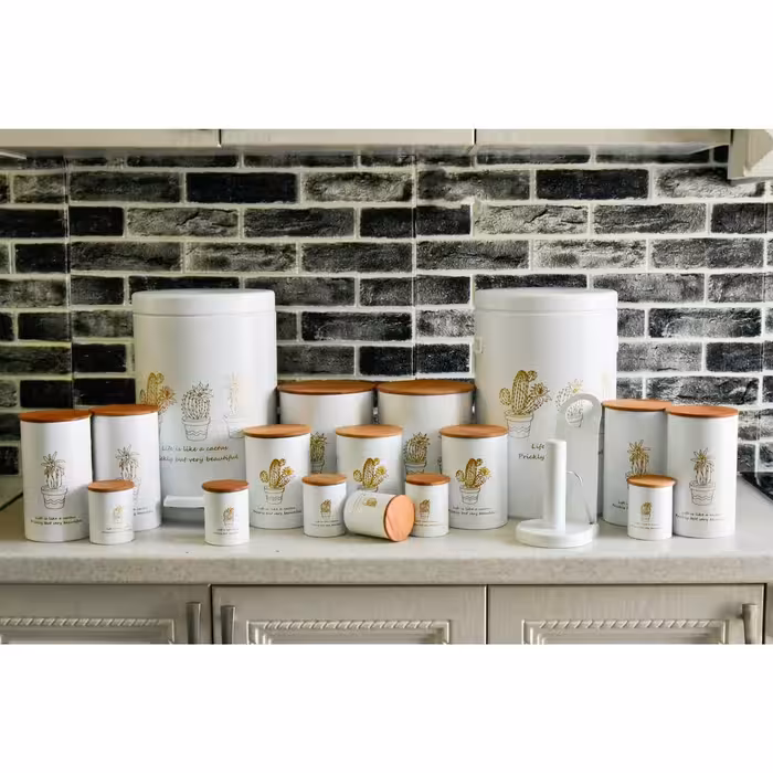 سرویس آشپزخانه 18 پارچه درب چوبی مدل کاکتوس  ام جی اس

