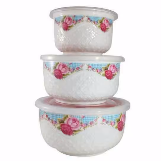 ظرف سه تیکه سرامیکی کوچک ارسال طرح ورنگ  به صورت رندوم کد گل گندم