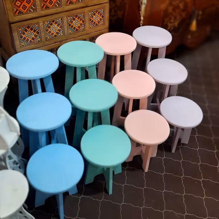 ست استند سه تایی گرد گلدان جنس MDF در سه اندازه با رنگ های پاستلی