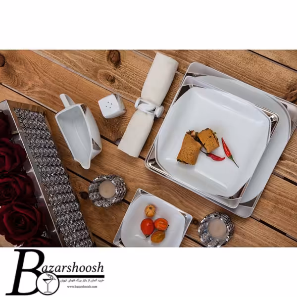 سرویس چینی غذاخوری 133پارچه تقدیس طرح یاریس 18نفره فلت