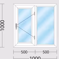 آیتم شماره دو: پنجره دوجداره سایز 100*100 سانتی متر همراه شیشه و یراق