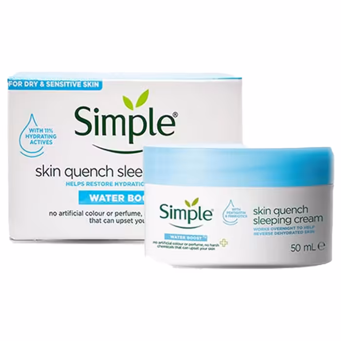 آبرسان و کرم شب سیمپل مدل skin quench sleeping cream