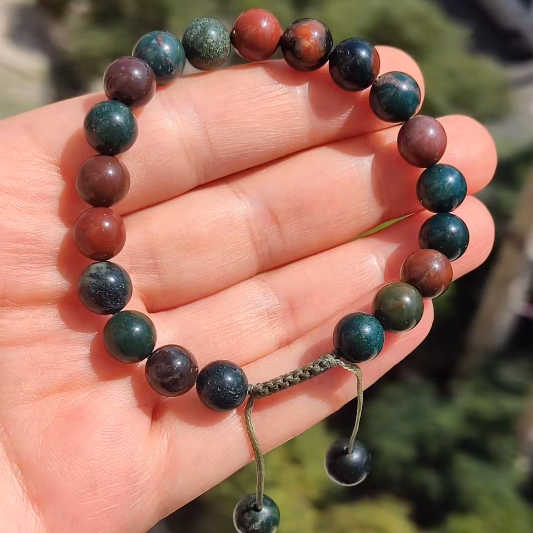 دستبند سنگ خون هندی طبیعی 