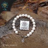 دستبند مروارید طبیعی(رنگ سفید تراش گرد)
سایز 8 سنگ و دور مچ 17 با قفل استیل