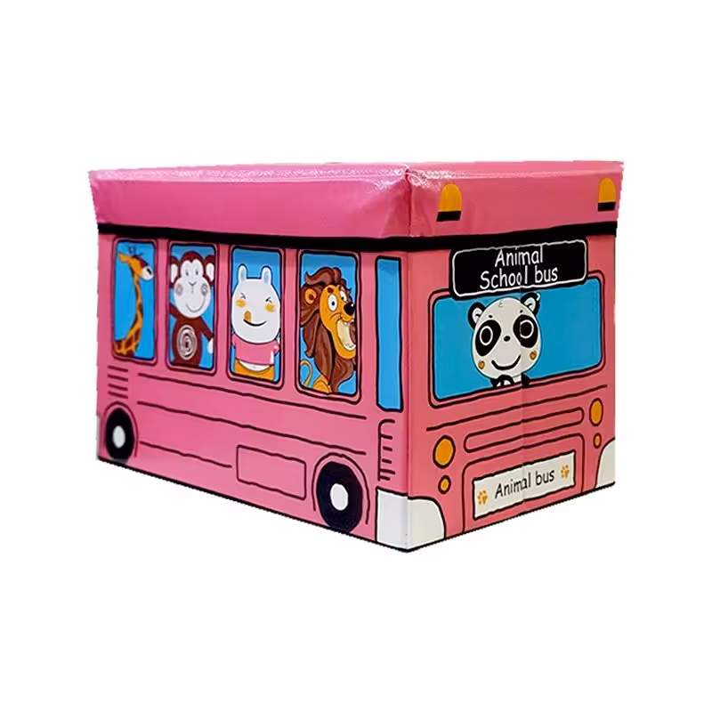 باکس اسباب بازی و صندلی کودک طرح اتوبوس حیوانات مدل 12818