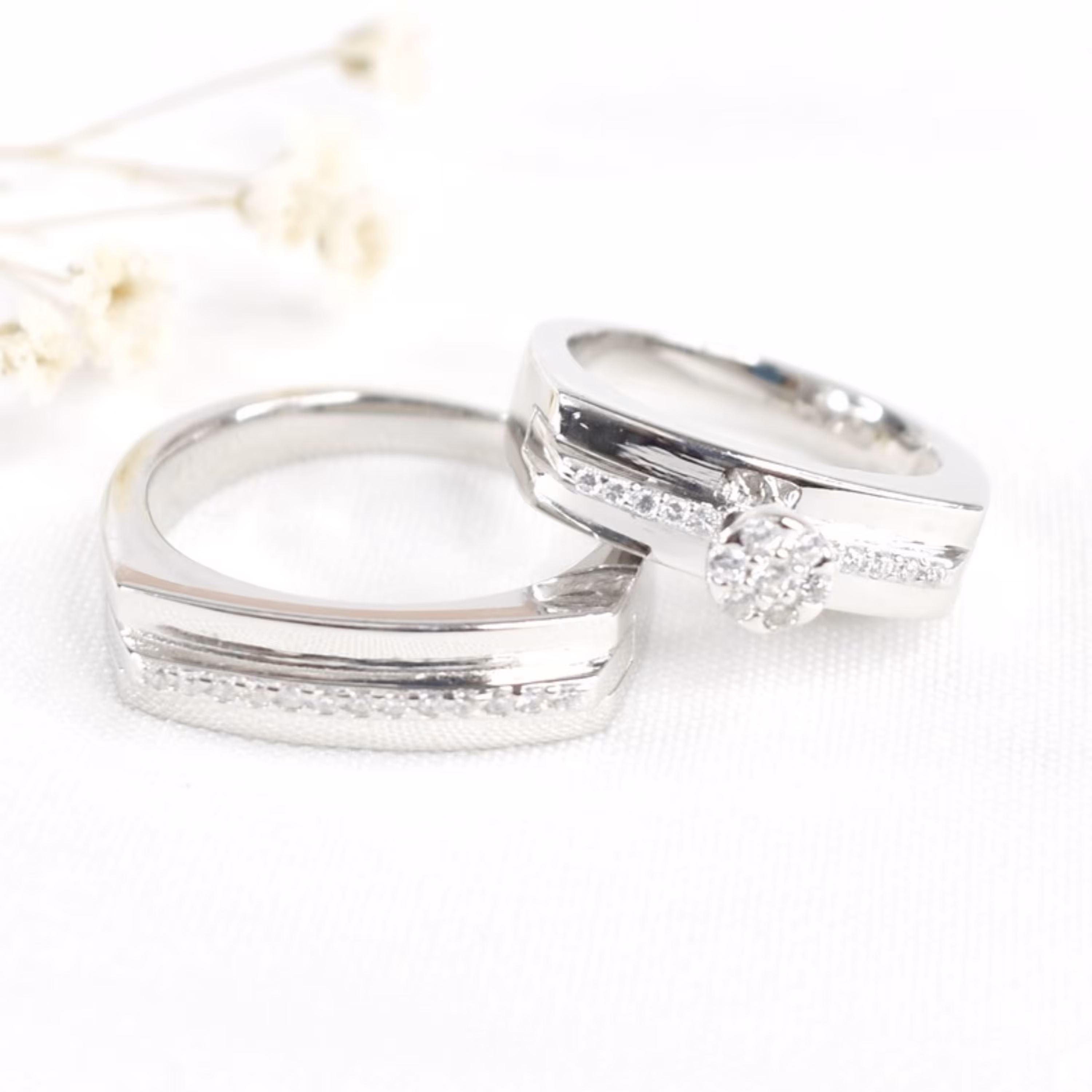 حلقه ست تک نگین نقره کد 7338