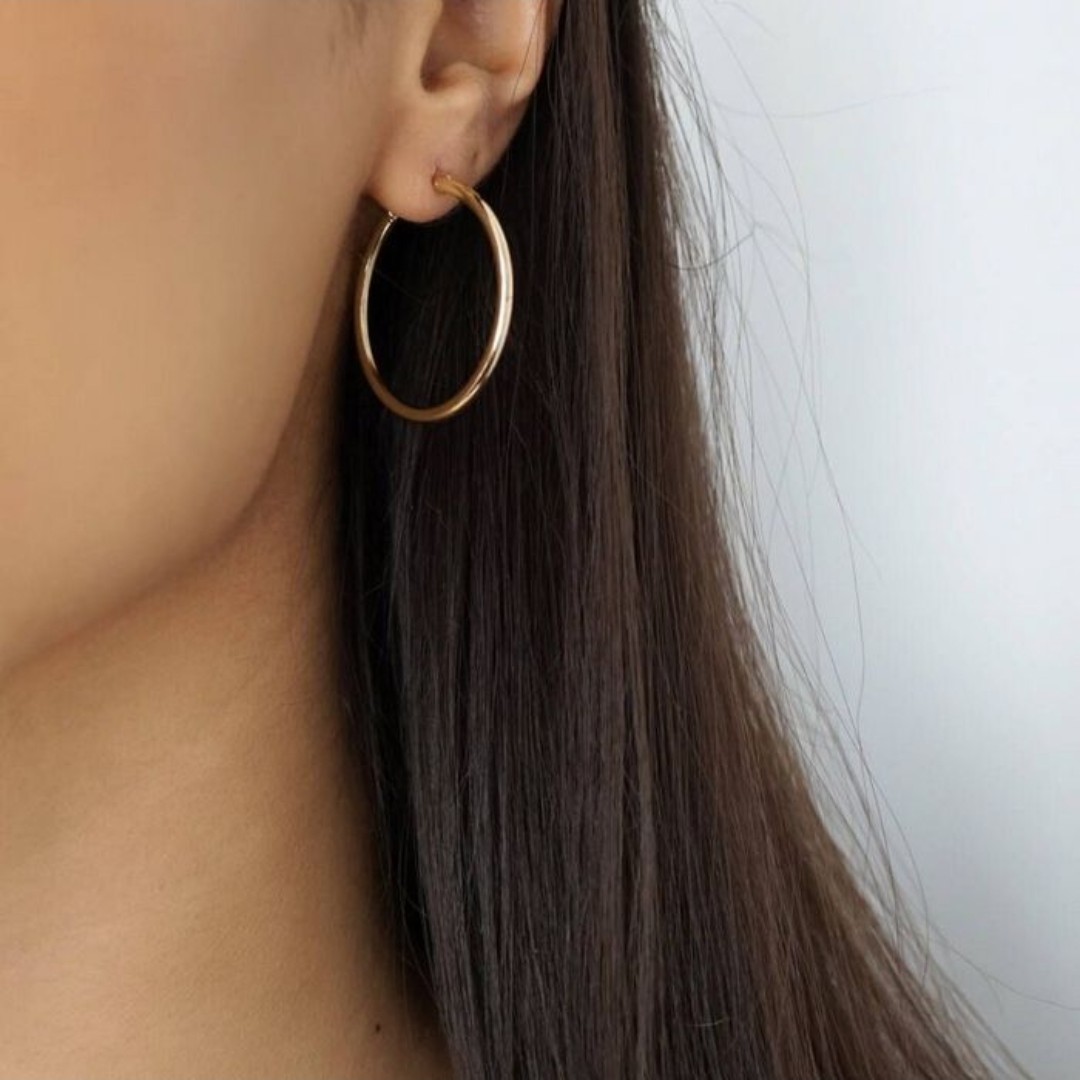 گوشواره حلقه ای طلایی استیل