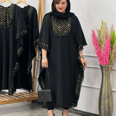 مانتو عبایی سینه طلایی خرجکارهندی