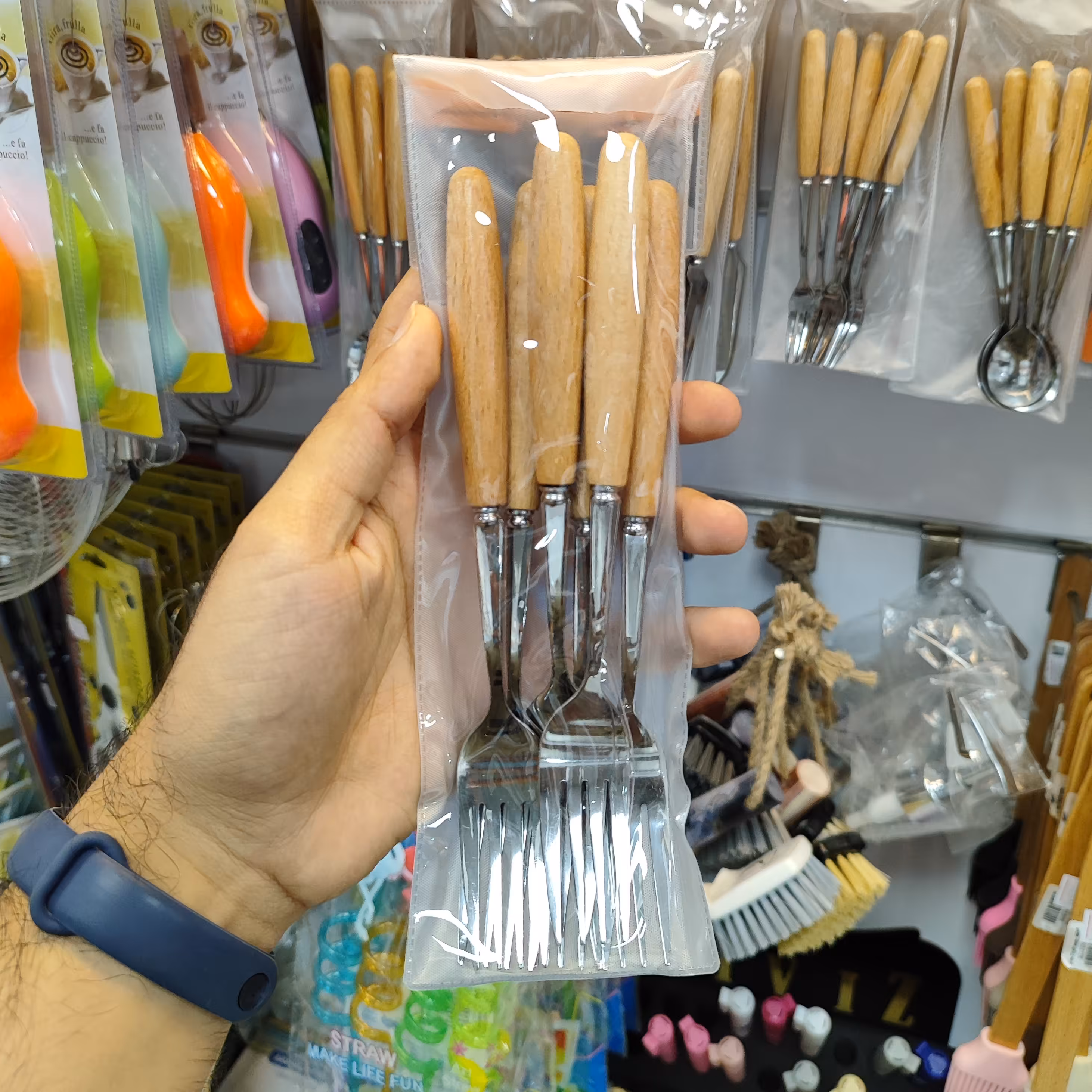 چنگال غذا خوری دسته چوبی وارداتی