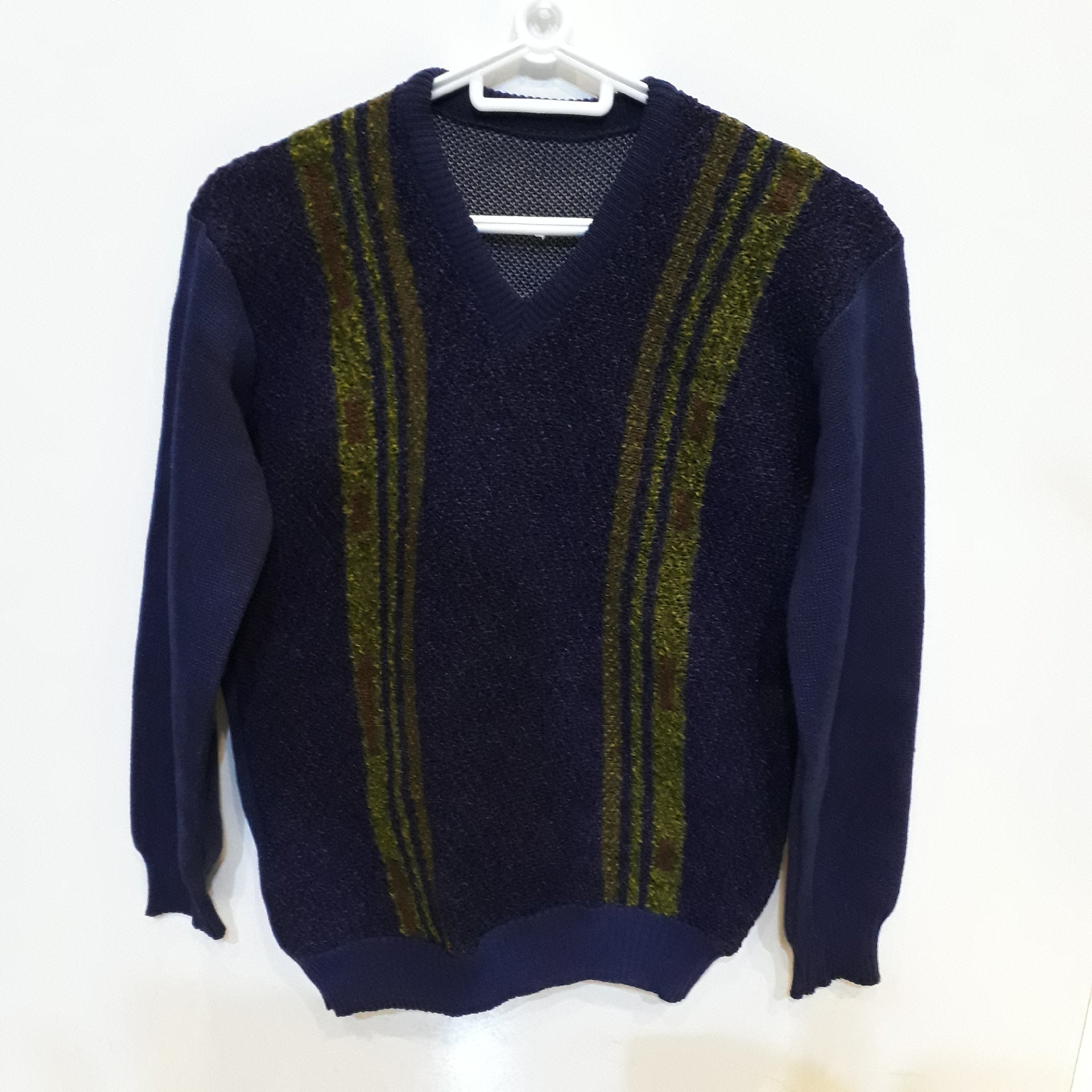 بافت یقه هفت جلو گره ای دو رنگ سرمه ای سبز