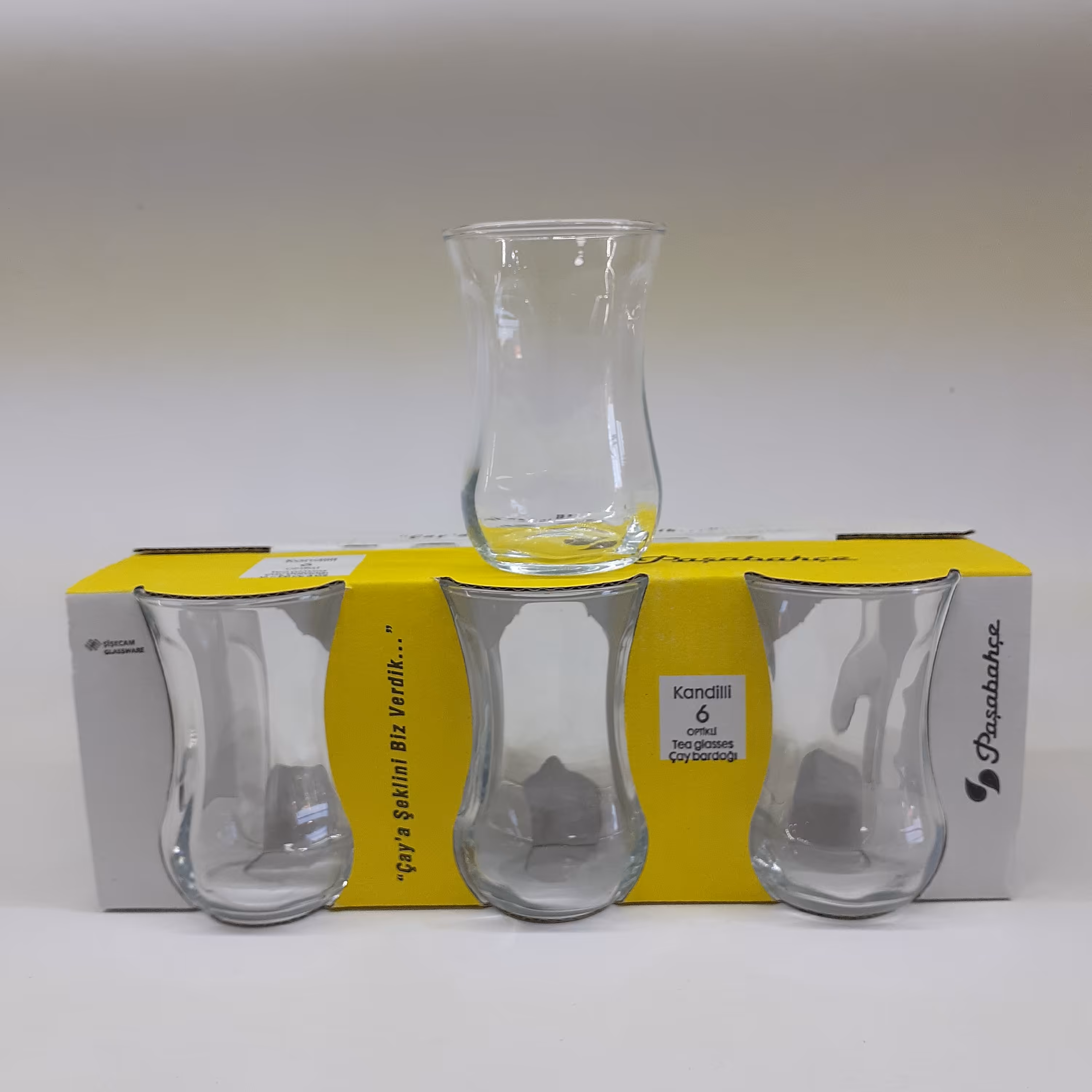 استکان کمرباریک ساده برند پاشاباخچه ترکیه ست 6 عددی  ظرفیت 90 سی سی 