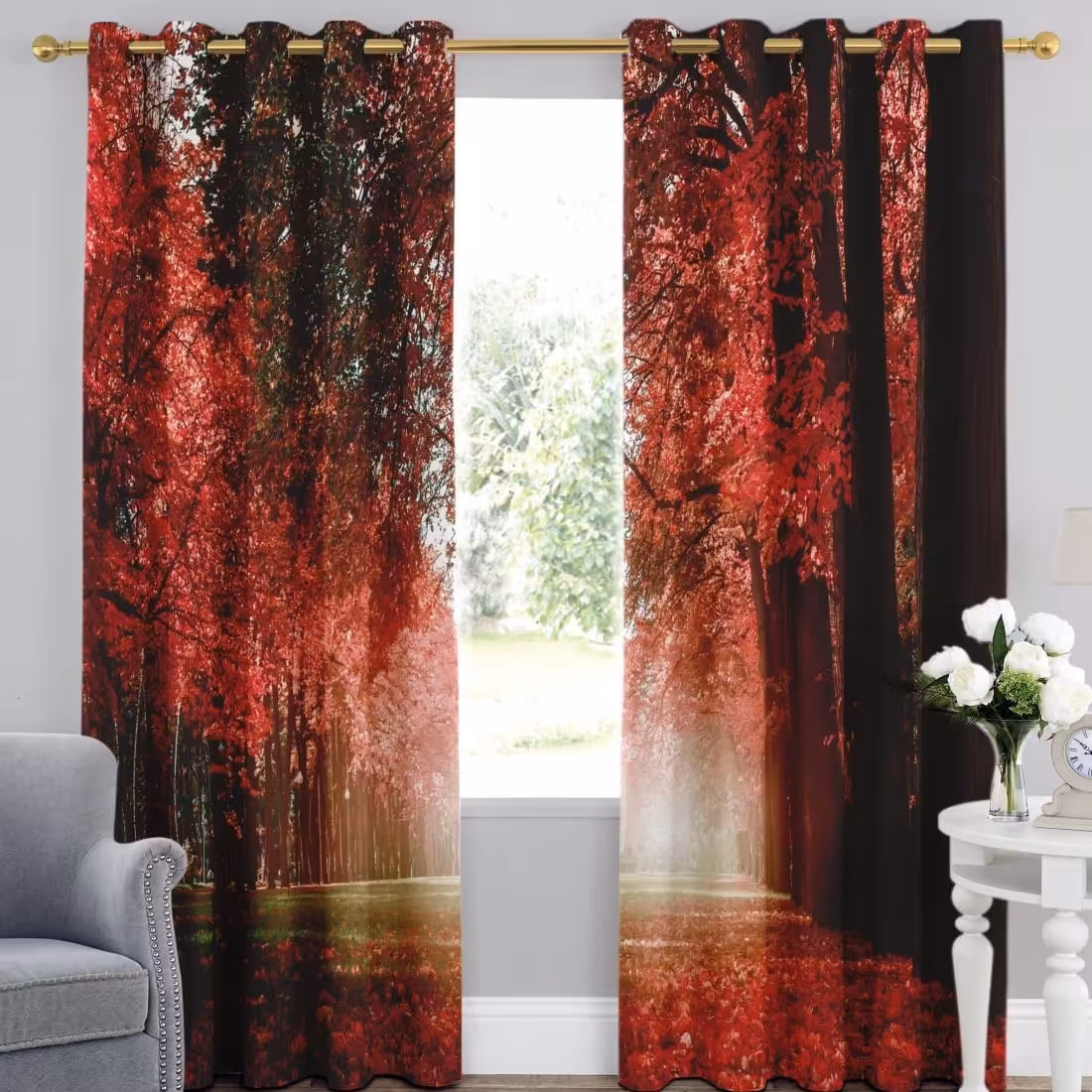 یک عدد پنل پرده اماده طرح آبرنگی زرشکیz797