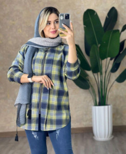 مانتو اسپرت زنانه نخی مدل چهار خونه زیپی