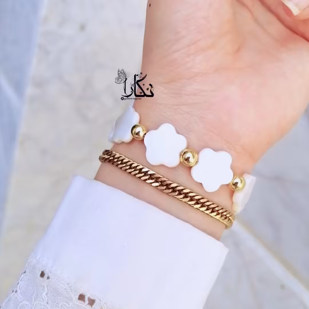  دستبند کارتیر استیل وسنگ صدف