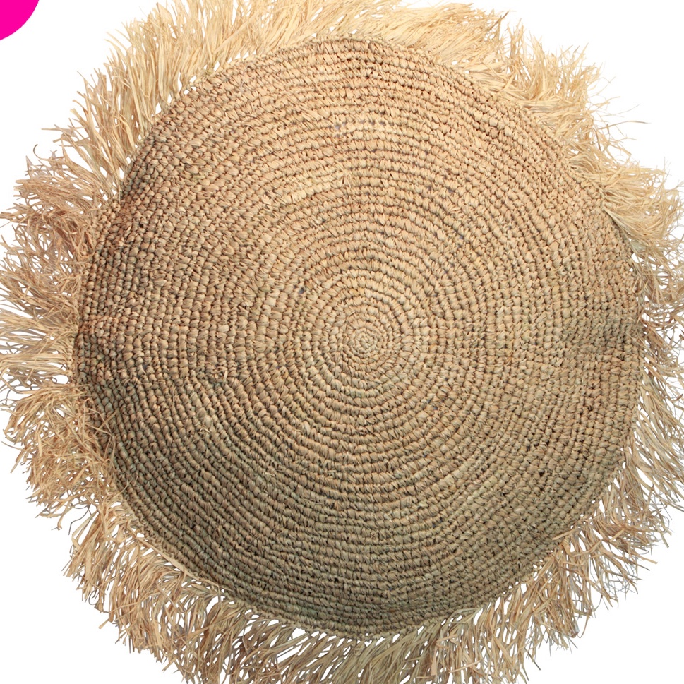 کوسن گرد رافیا حصیری 