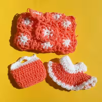 ست بافتنی جای دستمال کاغذی جا دستمال لباس مایع ظرفشویی کیف فانتزی دکوری کاردست ص