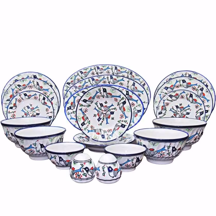 سرویس غذاخوری نقش مرغی رنگی