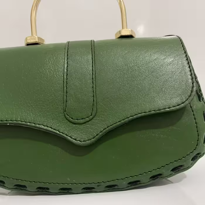 کیف چرم دست دوز سبز