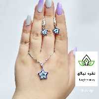 نیم ست  نقره چشم نذر عیار 925، داری زنجیر 45 سانتی آبکاری طلا سفید  دارای رنگ ثابت تضمینی  ارسال رایگان   فاکتور معتبر 