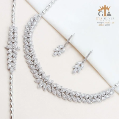 سرویس نقره با روکش طلا سفید برند جی تی ای عیار 925 کد 38018