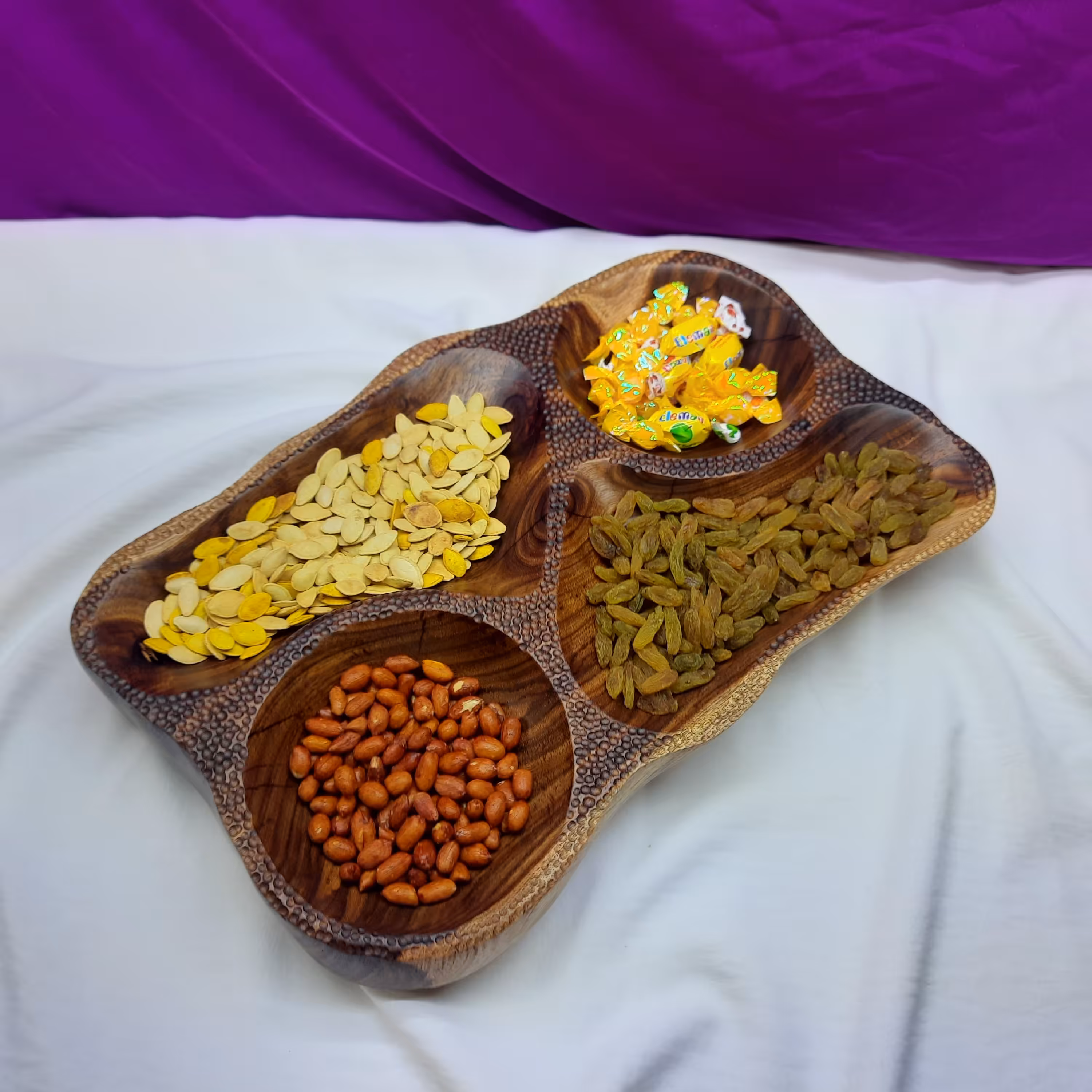 اردوخوری چوب آکاسیا(اقاقیا) 4 خانه مناسب آجیل تنقلات و...