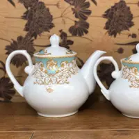 قوری چینی مدل آلیس فیروزه‌ای چینی میلاد بسته دو عددی