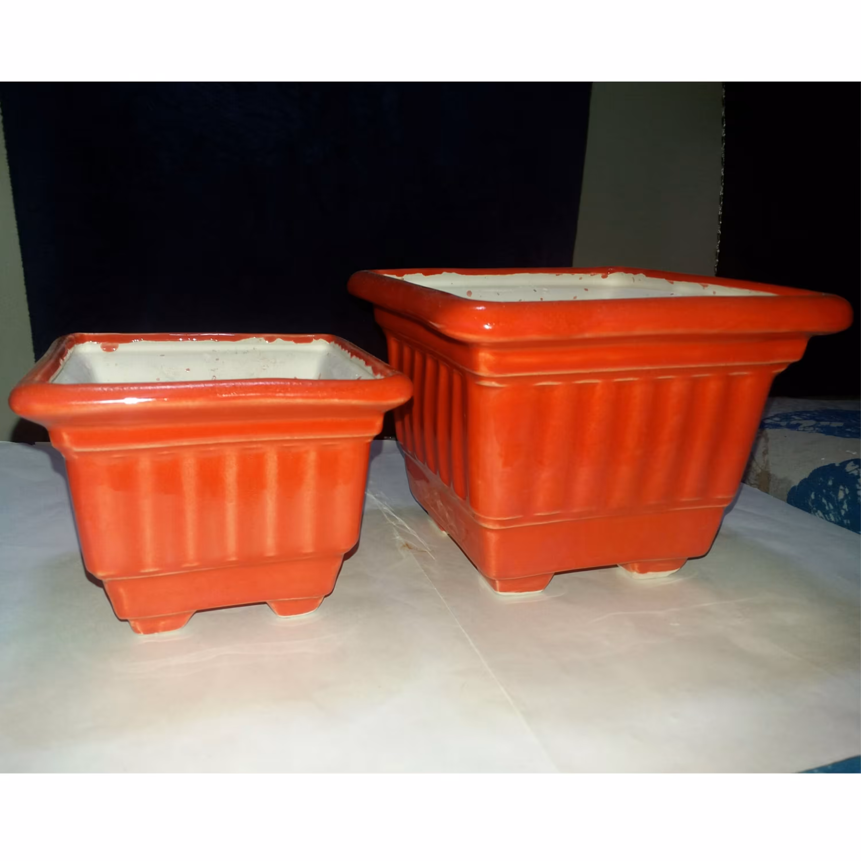 گلدان سرامیکی مربعی (ست دو عددی)