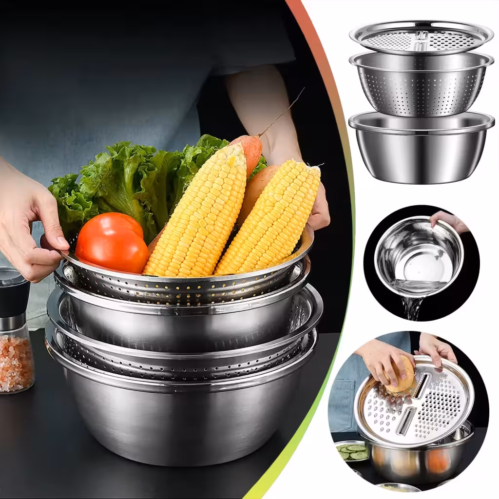 ست لگن و آبکش استیل