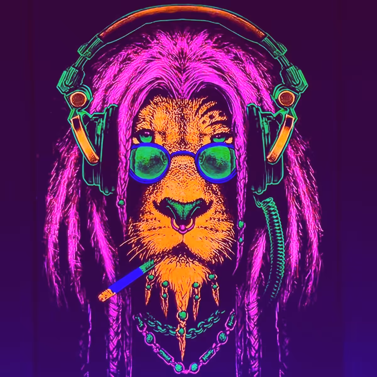تابلو بلک لایت با طرح شیر 2 سایز 30 در 40 سانتی متر Blacklight
