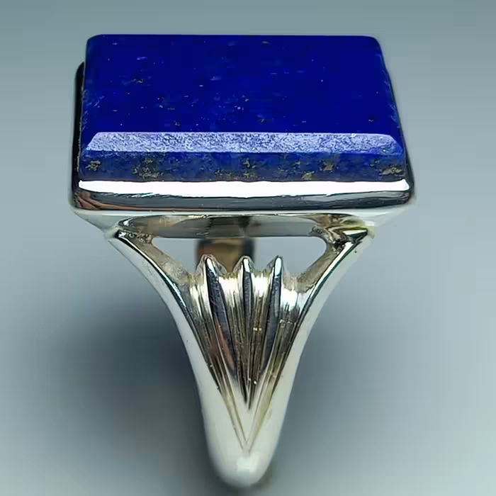 انگشترلاجورد افغان اصل عالی در کیفیت و رنگ با رکاب تمام دستساز استاد