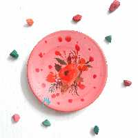 بشقاب سفالی طرح شقایق