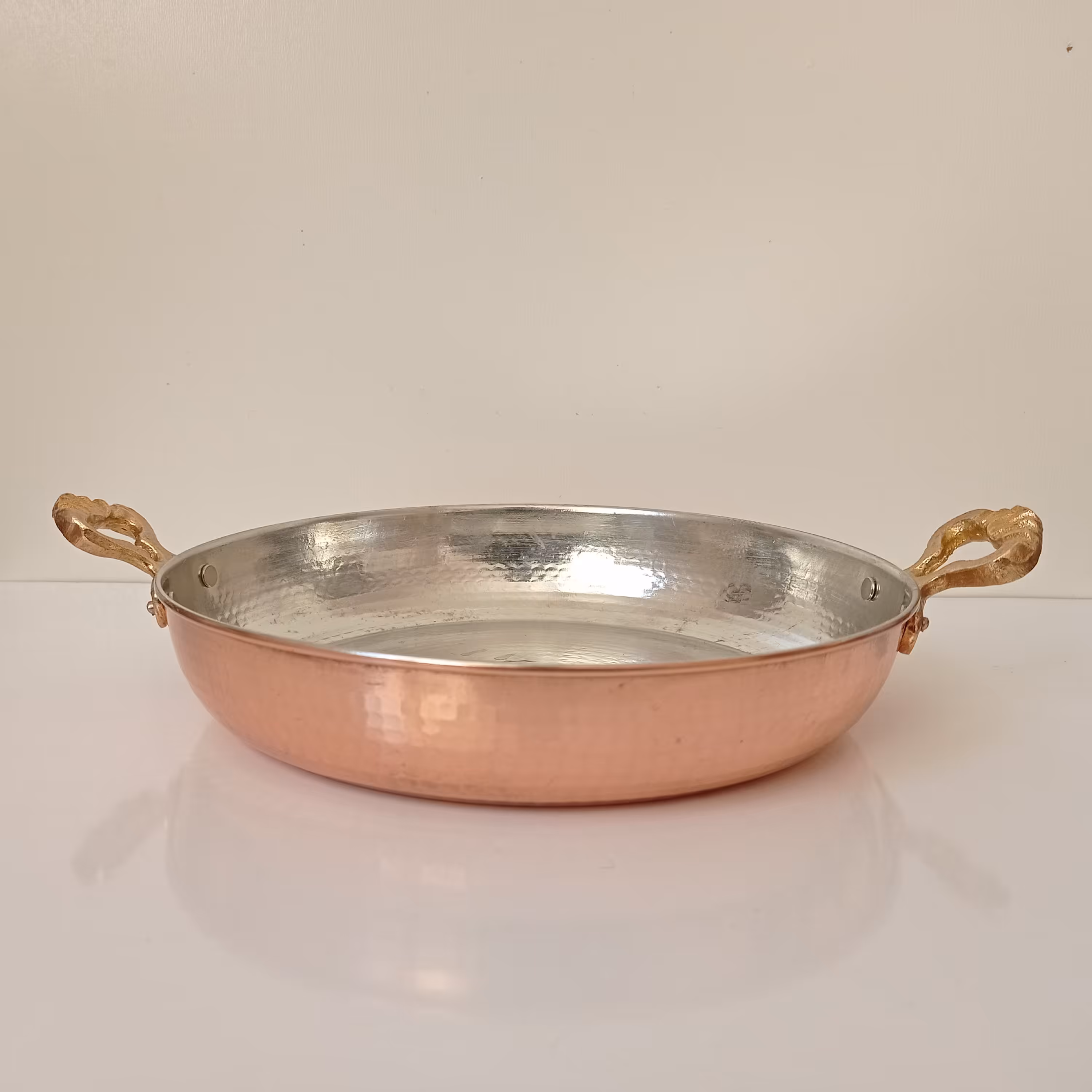 ماهیتابه مسی دسته برنجی سایز متوسط نانو شده