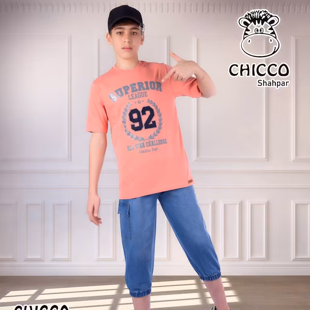 تیشرت و شلوارک پسرانه شیک در چهار رنگ سایز 65 و 70