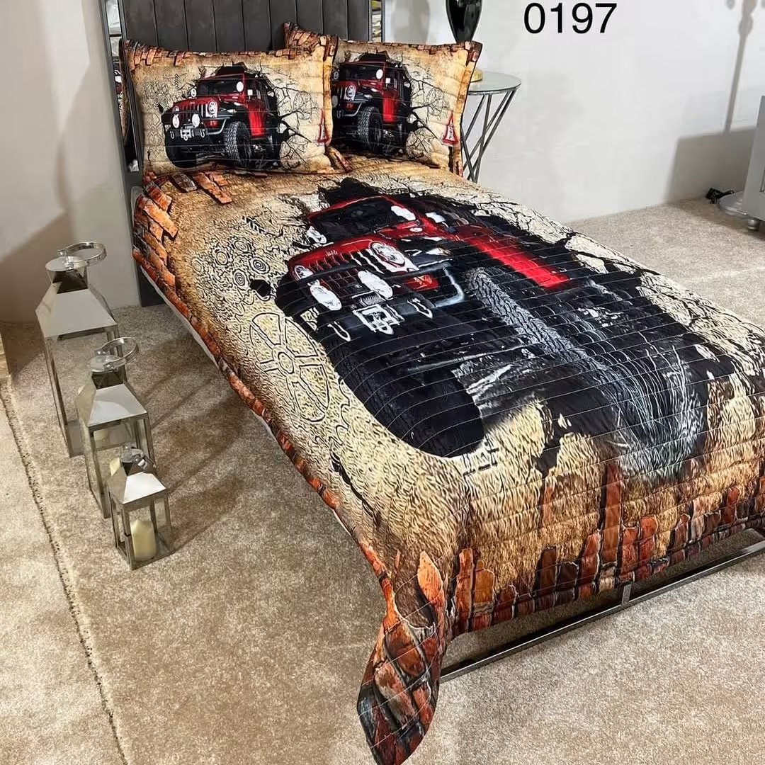 روتختی یک نفره طرح جیپ سه بعدی (ضمانت پرز و رنگ )