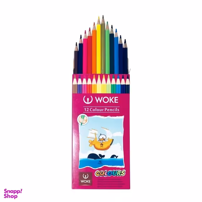 مداد رنگی 12 رنگ جعبه مقوایی ووک (woke) مدل 9403P