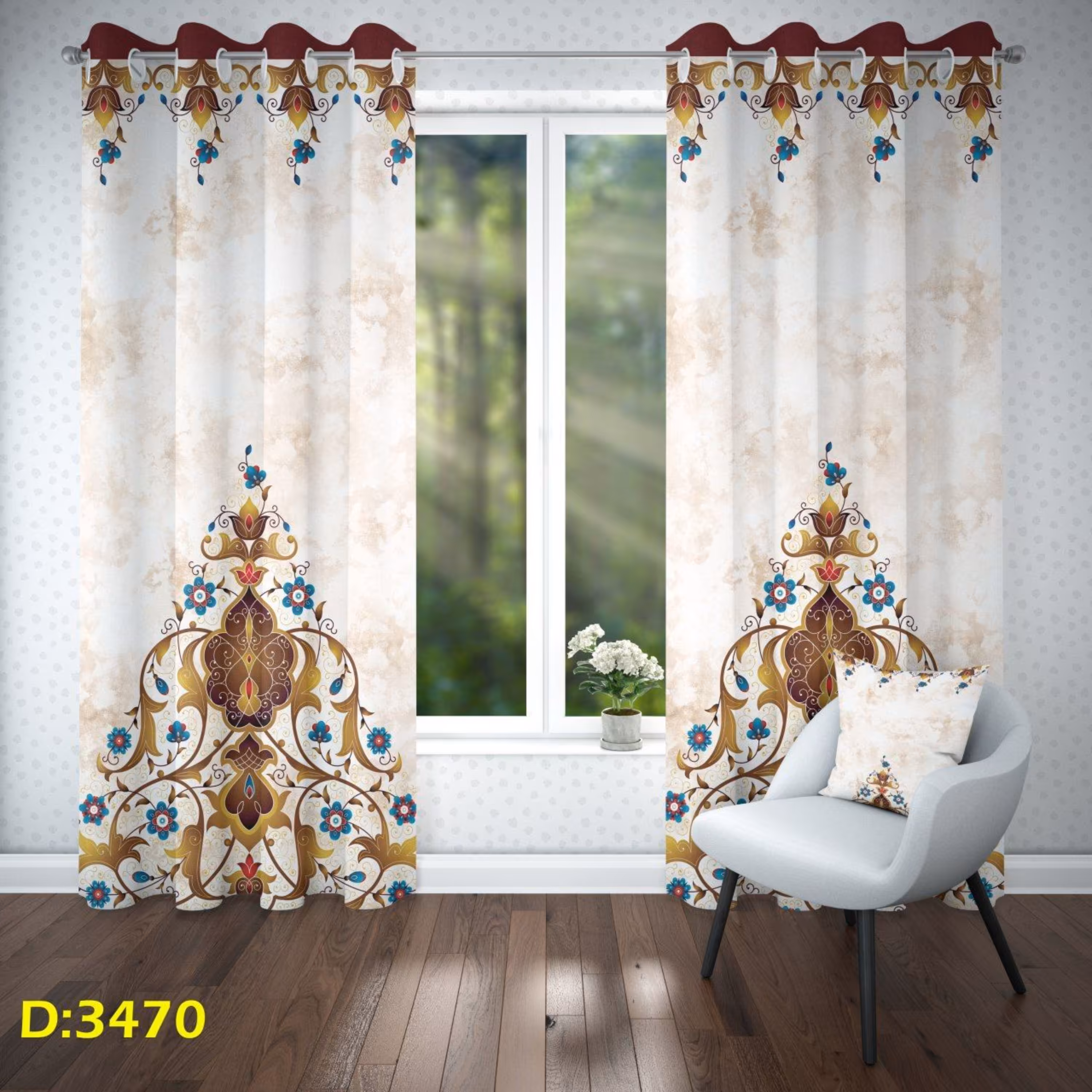 پرده چاپی تصویری حاشیه دار - کد 3470