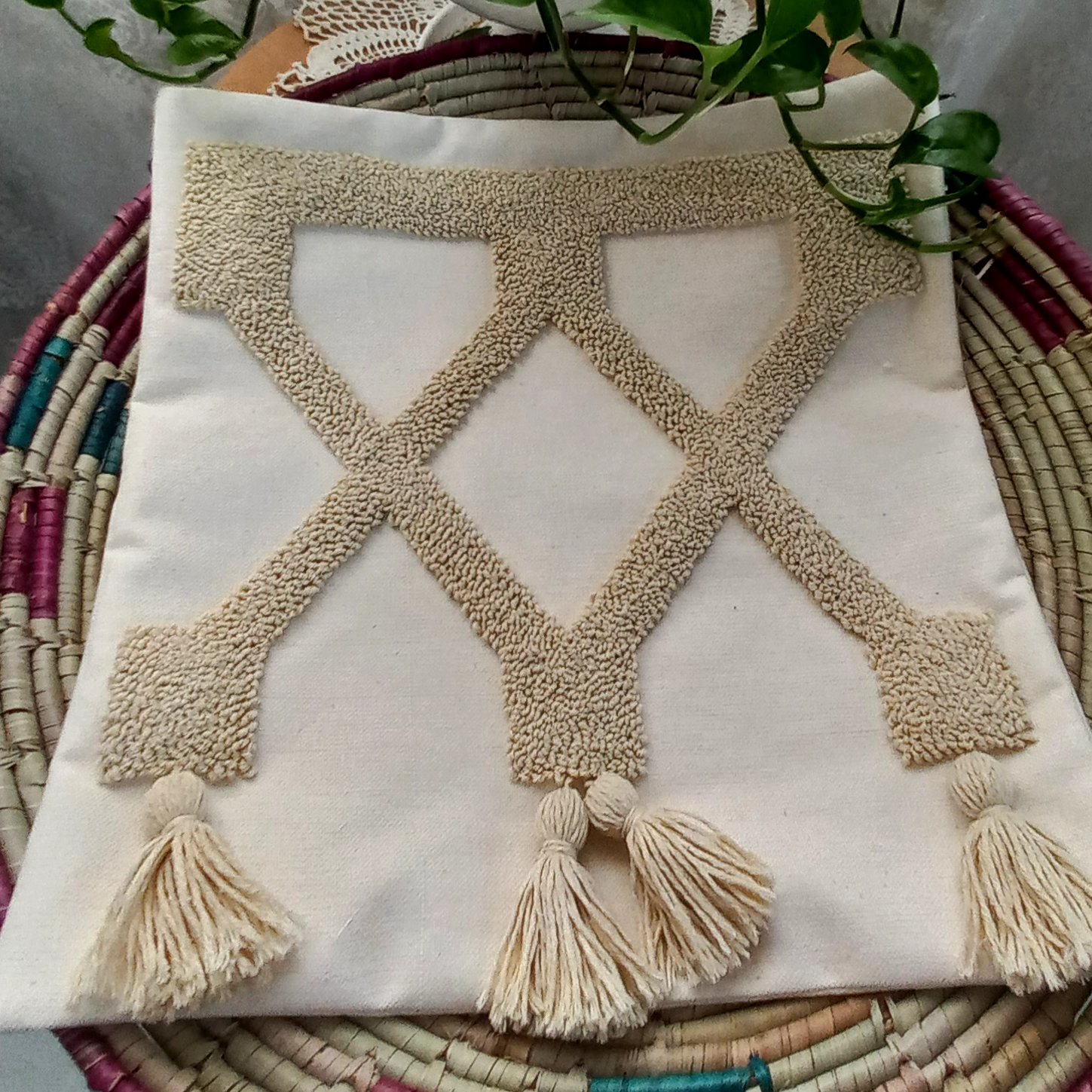 کاور کوسن پانچدوزی نخ پنبه