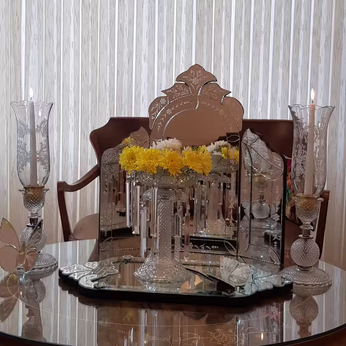 آینه ونیزی سه لت زیبا و دکوراتیو ابعاد 60 در 60